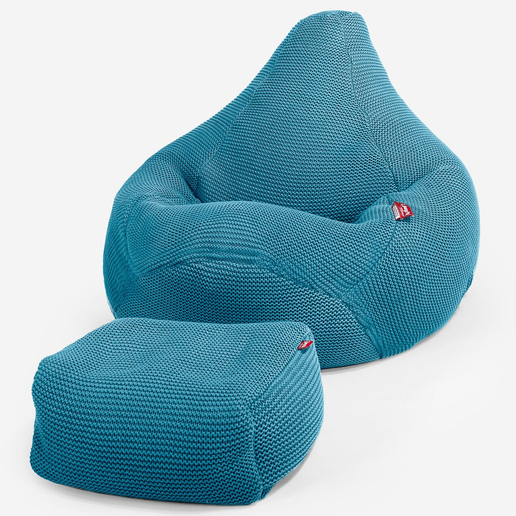 Stolička s vysokým operadlom sedací vak - Bavlna 100% Ellos Benzínová modrá 01