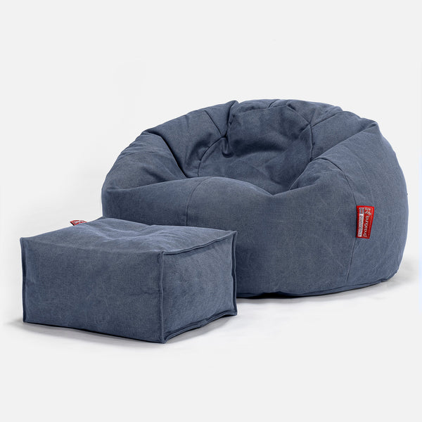 Klasická stolička sedací vak - Džínsovina s opotrebovaným vzhľadom Námornícka modrá 01